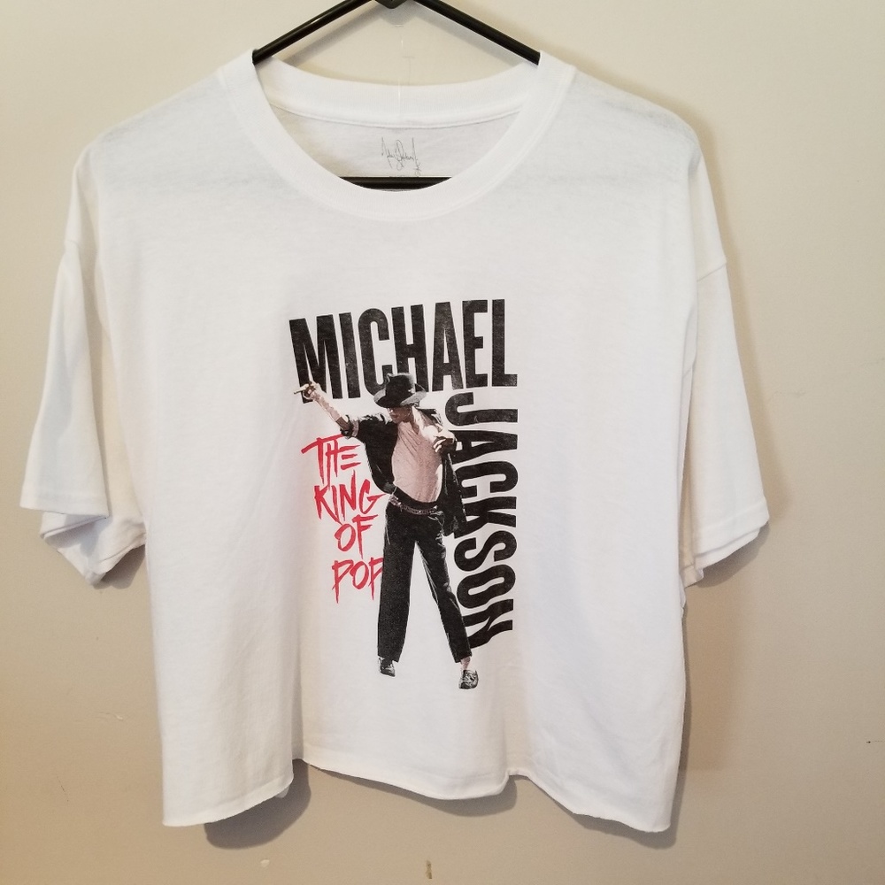 Michael Jackson White Cropped Graphic T-Shirt